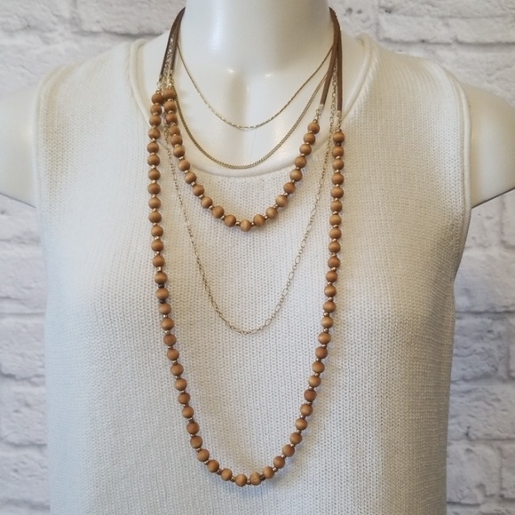 Full of Life Fashions Jewelry - 🌼JUST IN🌼 Gold and Tan Beaded Fashion Necklace